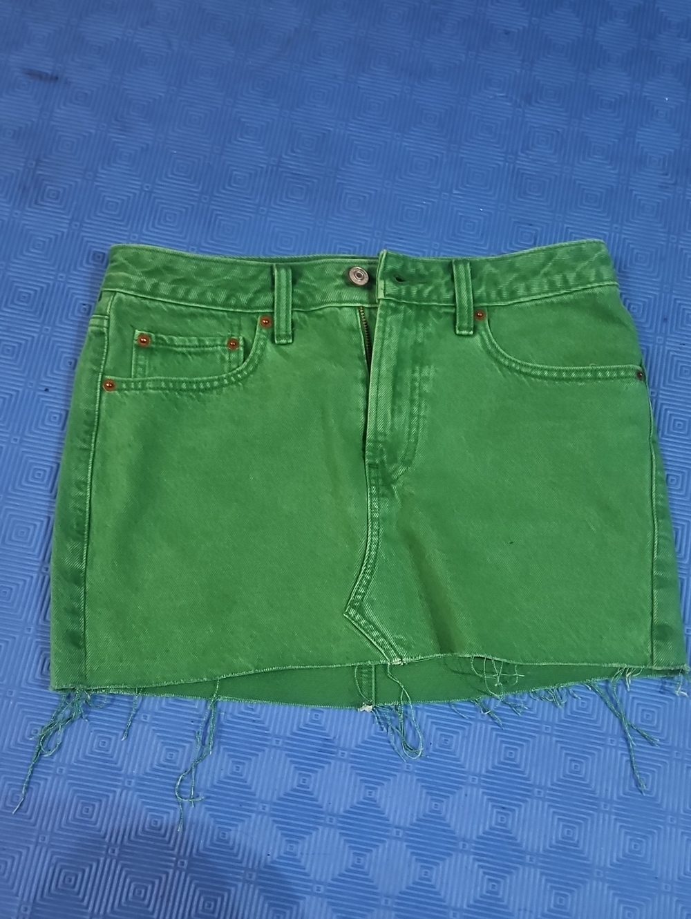 Abercrombie & Fitch Bright Green Denim Mini Skirt